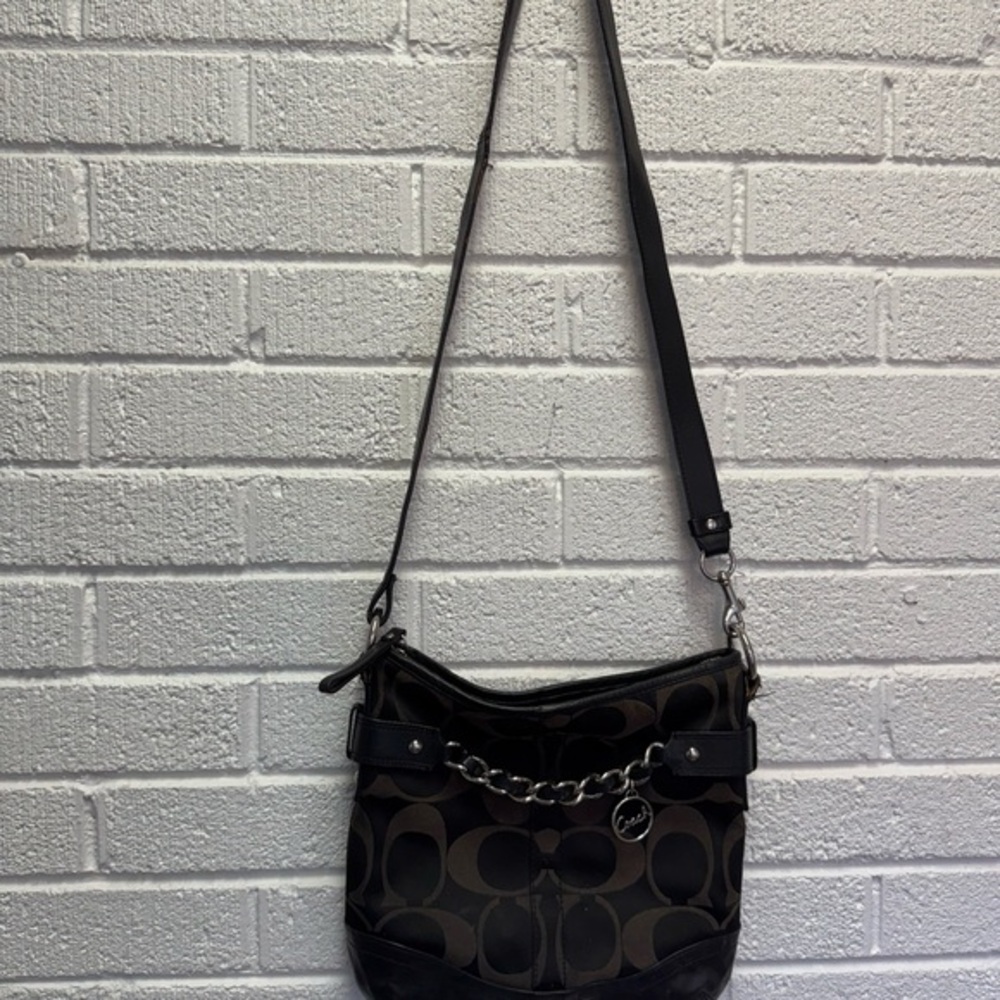 Coach Black Quilted Shoulder Bag with Chain Detail Vintage